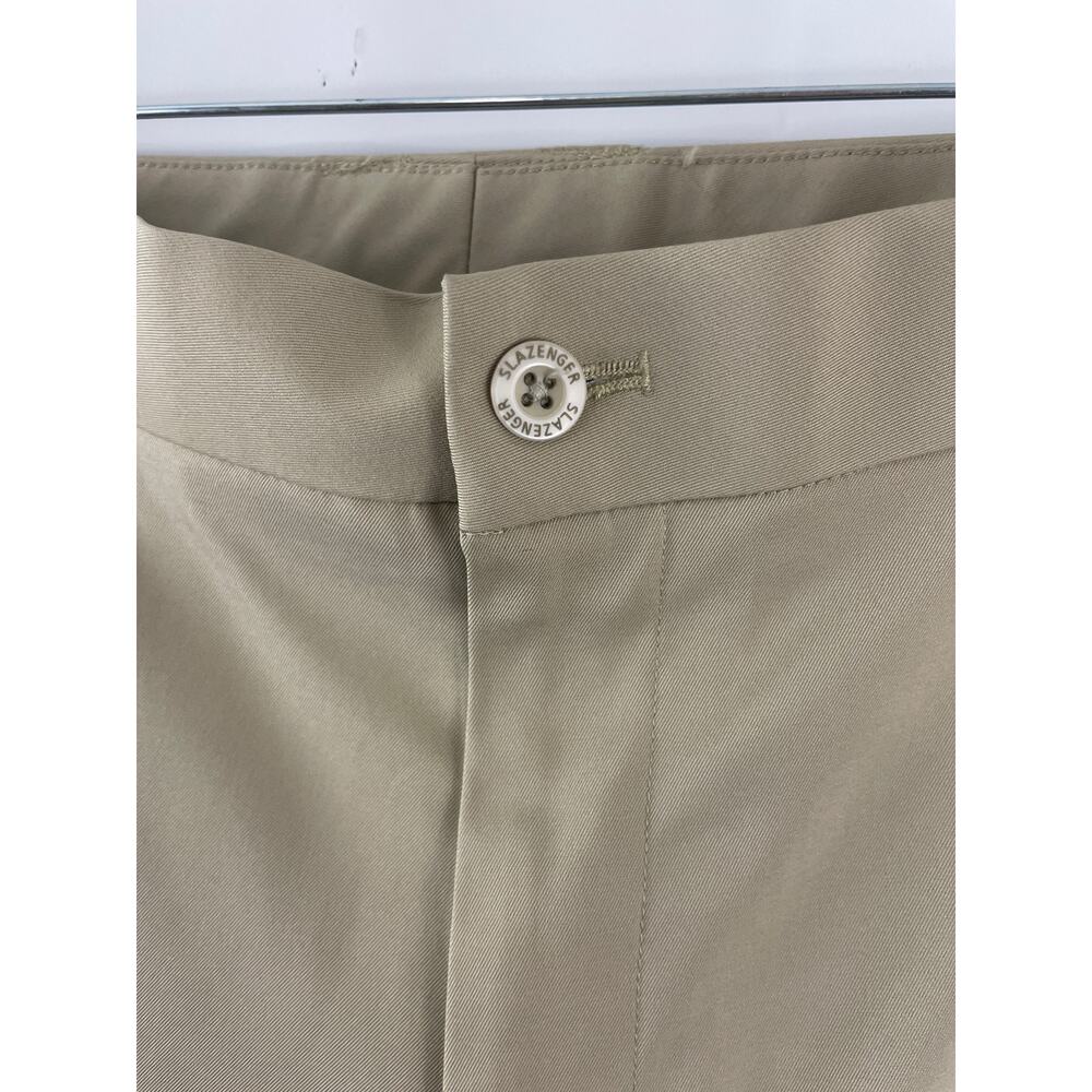 Slazenger Golf Pants Size W34 L30 Flat Front Chino Khaki Beige Zipper Front - Picture 4 of 8
